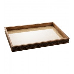 Bandeja 45cm Por 30cm Por 4,5cm Madeira Coquinho Com Sisal Natural